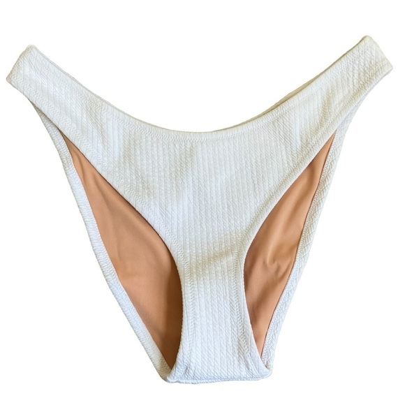 NWT J. Crew White Scrunchie Textured Curved Waist Cheeky Bikini Bottom Sz M - Picture 3 of 14